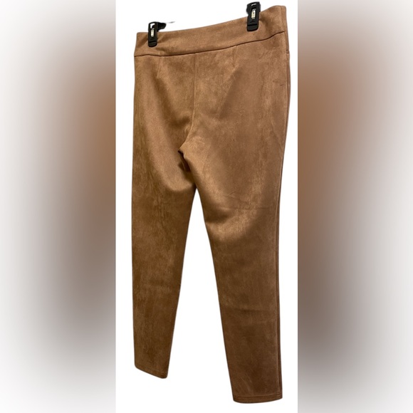 ZAC & RACHEL PETITE HIGH RISE PANTS FAUX-SUEDE WOMENS SLIM TAN COLOR SIZE PLARGE - Picture 16 of 16